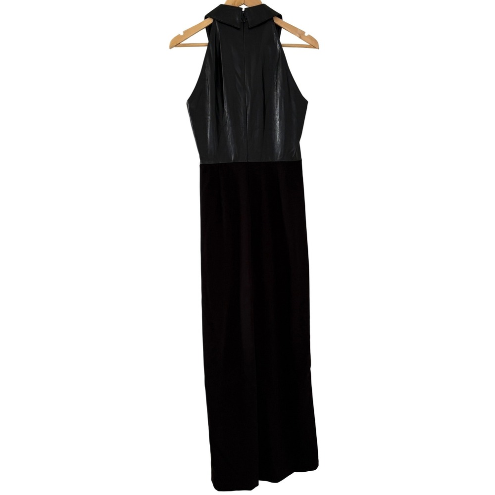 Donna Karan New York Womens Faux Leather Wide Leg Jumpsuit Black Size 10 Classic - Picture 2 of 13